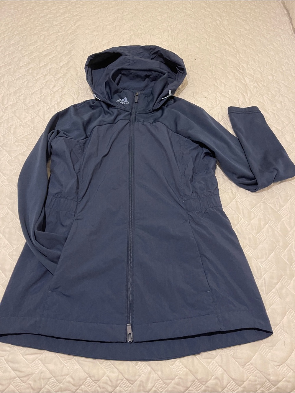 adidas Dark Navy Coat packable hood